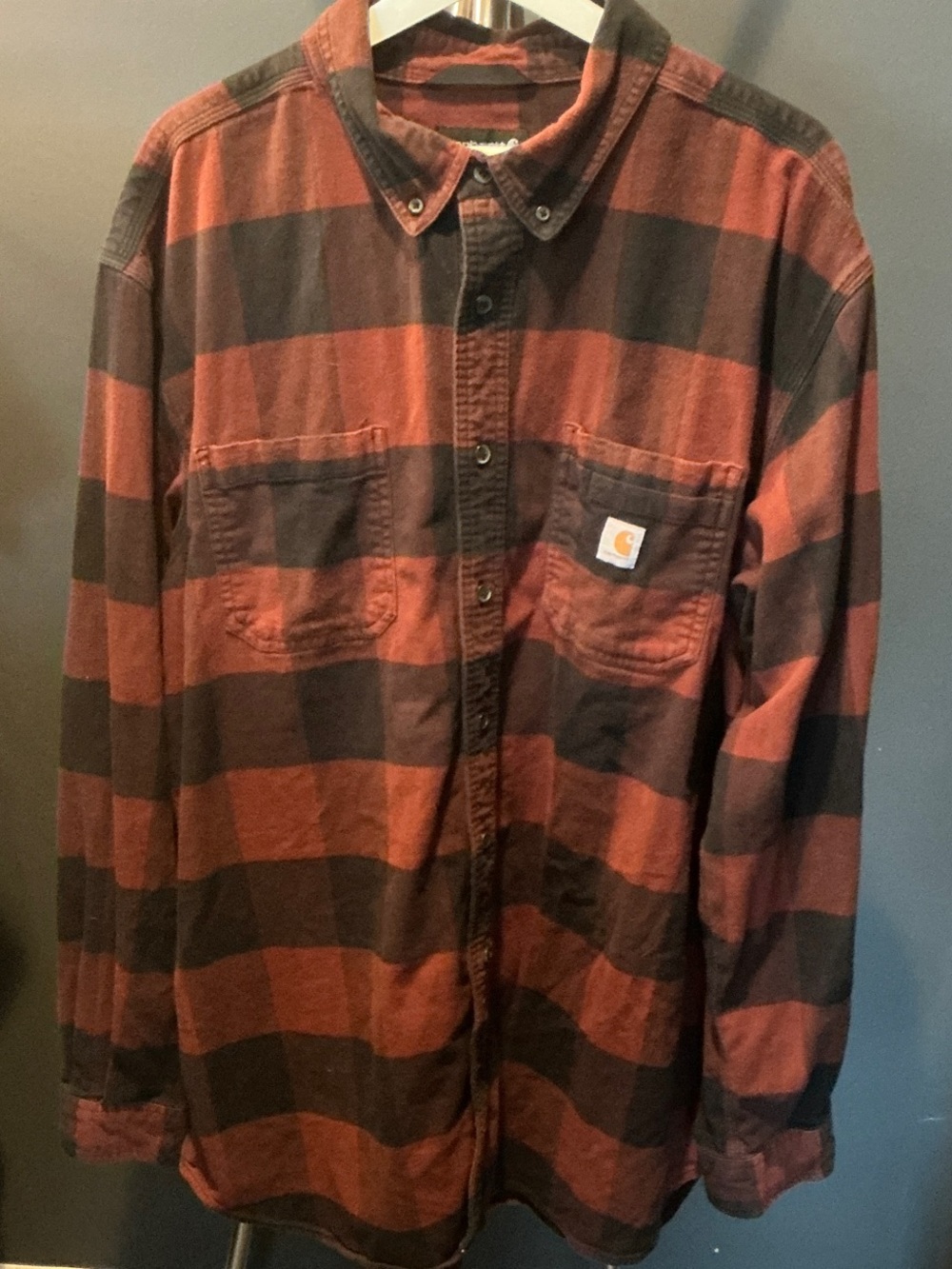 Carhartt Red and Black Buffalo Plaid Button-Front Shirt Jacket